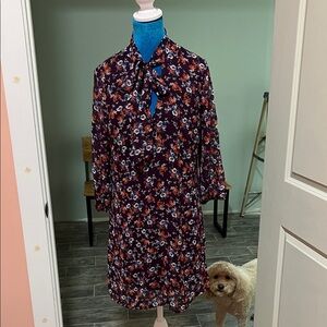 Floral Tie-Neck Dress